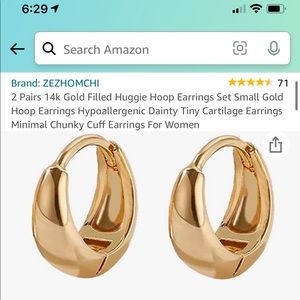 Zezhomchi 2 pairs of Gold Huggie Earrings